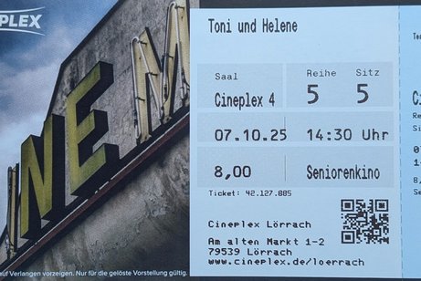 Eine der 10 reservierten Kinokarten im Cineplex 4