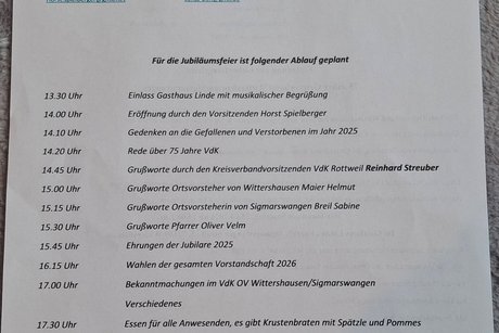 Das Bild zeigt das Programm zum Jubil&auml;um