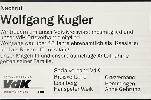 Nachruf Wolfgang Kugler