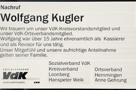 Nachruf Wolfgang Kugler