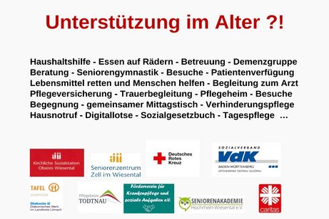 Plakatmotiv Seniorentag - Text und ein Teil der 13 Logos der Teilnehmenden