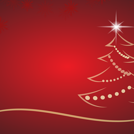 stilisierter Weihnachtsbaum auf r&ouml;tlichem Hintergrung