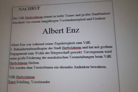 Albert Enz verst.27.06.2020