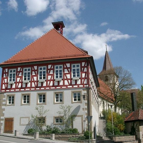 Blick auf das Rathaus von Kirchberg