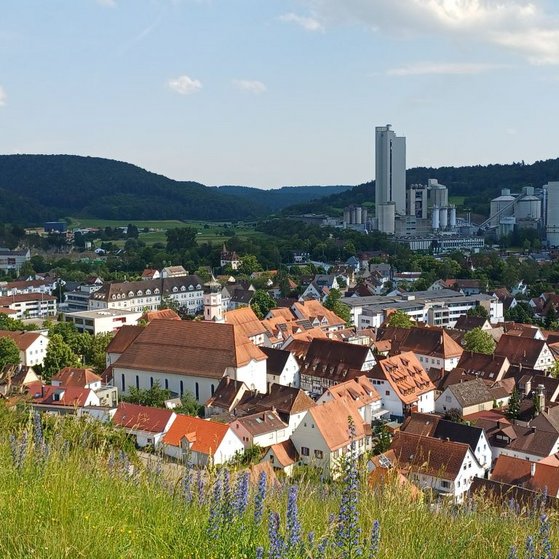 Schelklingen mit Zementwerk
