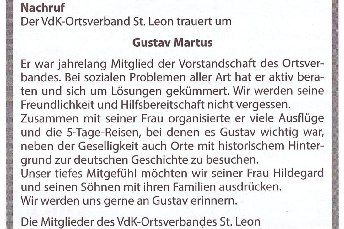 Nachruf Gustav