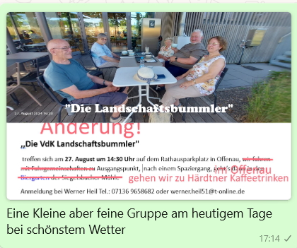 Symbolbild der VdK Landschaftsbummler zeigt mehre Personen bei laufen auch mit Rollatoren