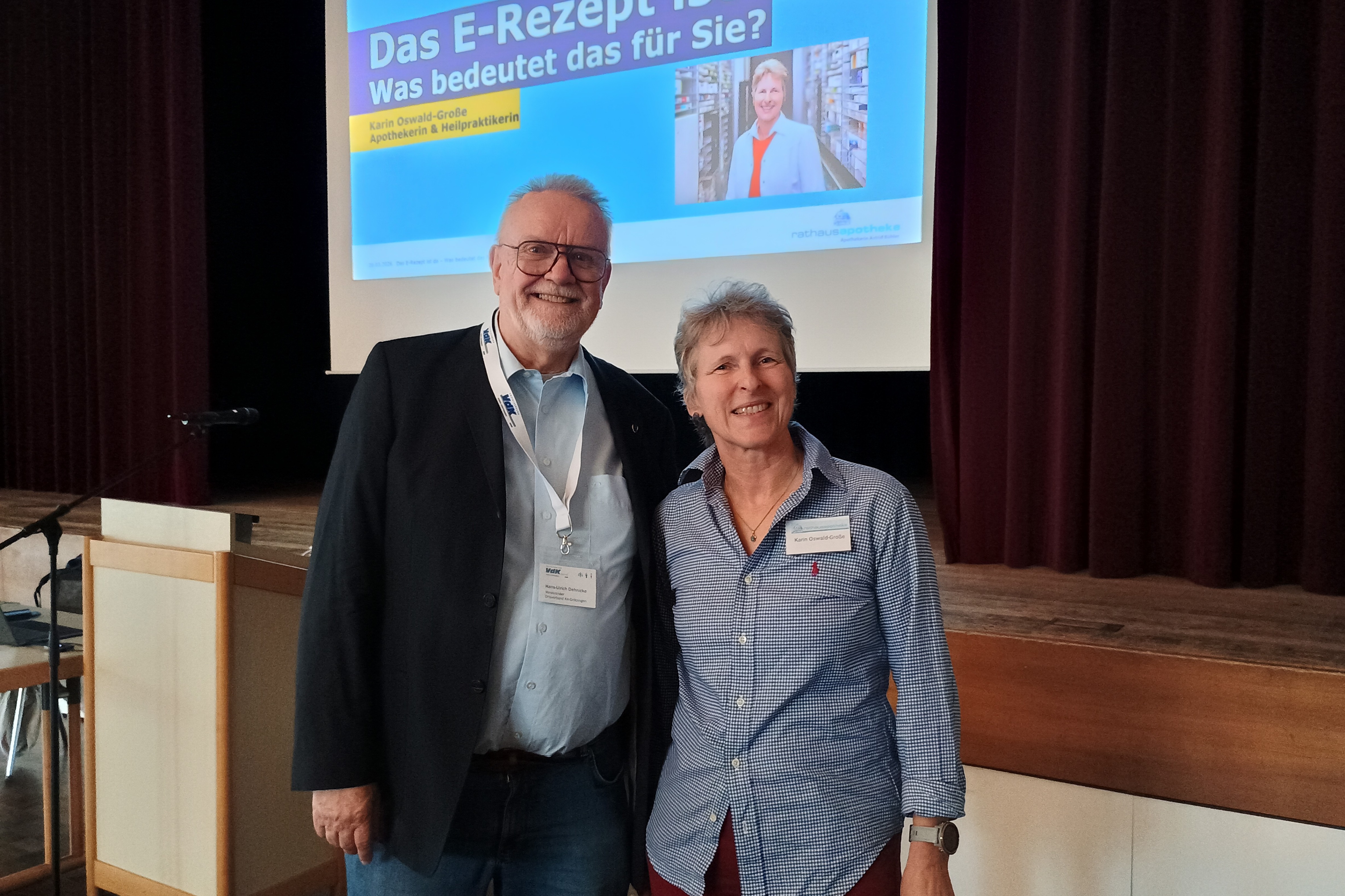 Hans Dehnicke mit der Referentin Frau Oswald-Gro&szlig;e