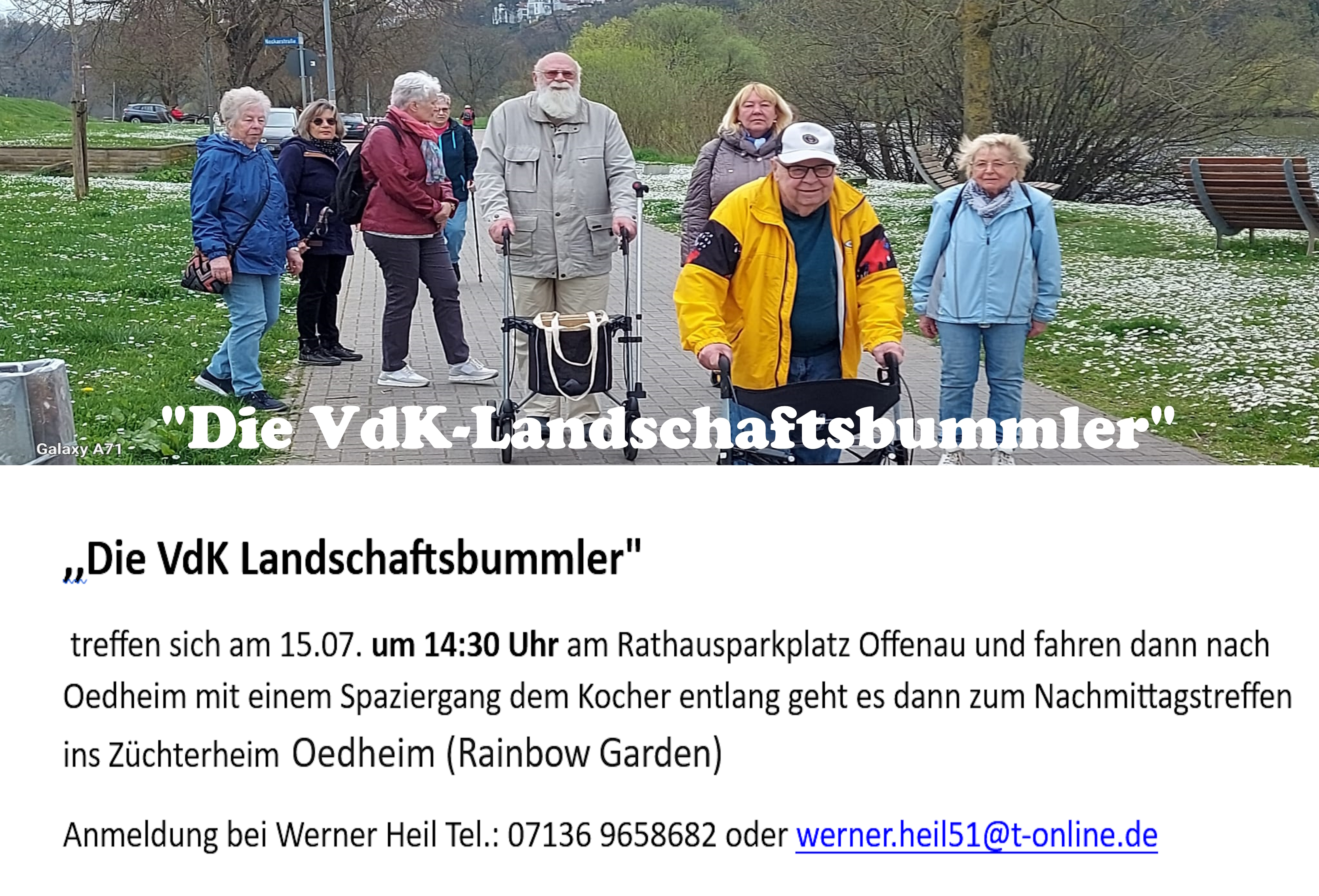 Symbolbild der VdK Landschaftsbummler zeigt mehre Personen bei laufen auch mit Rollatoren