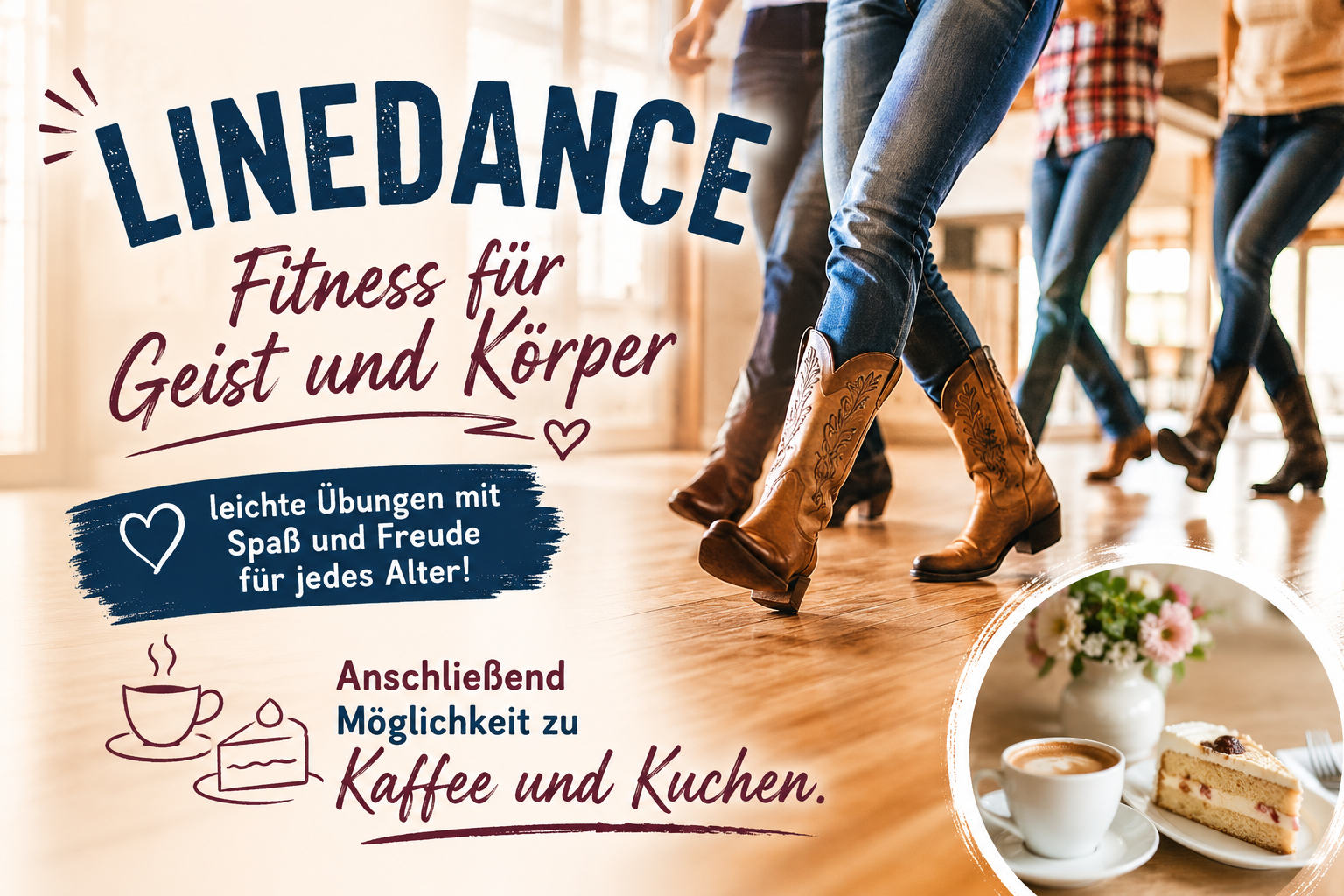KI-Bild: T&auml;nzer, Kuchen & Text