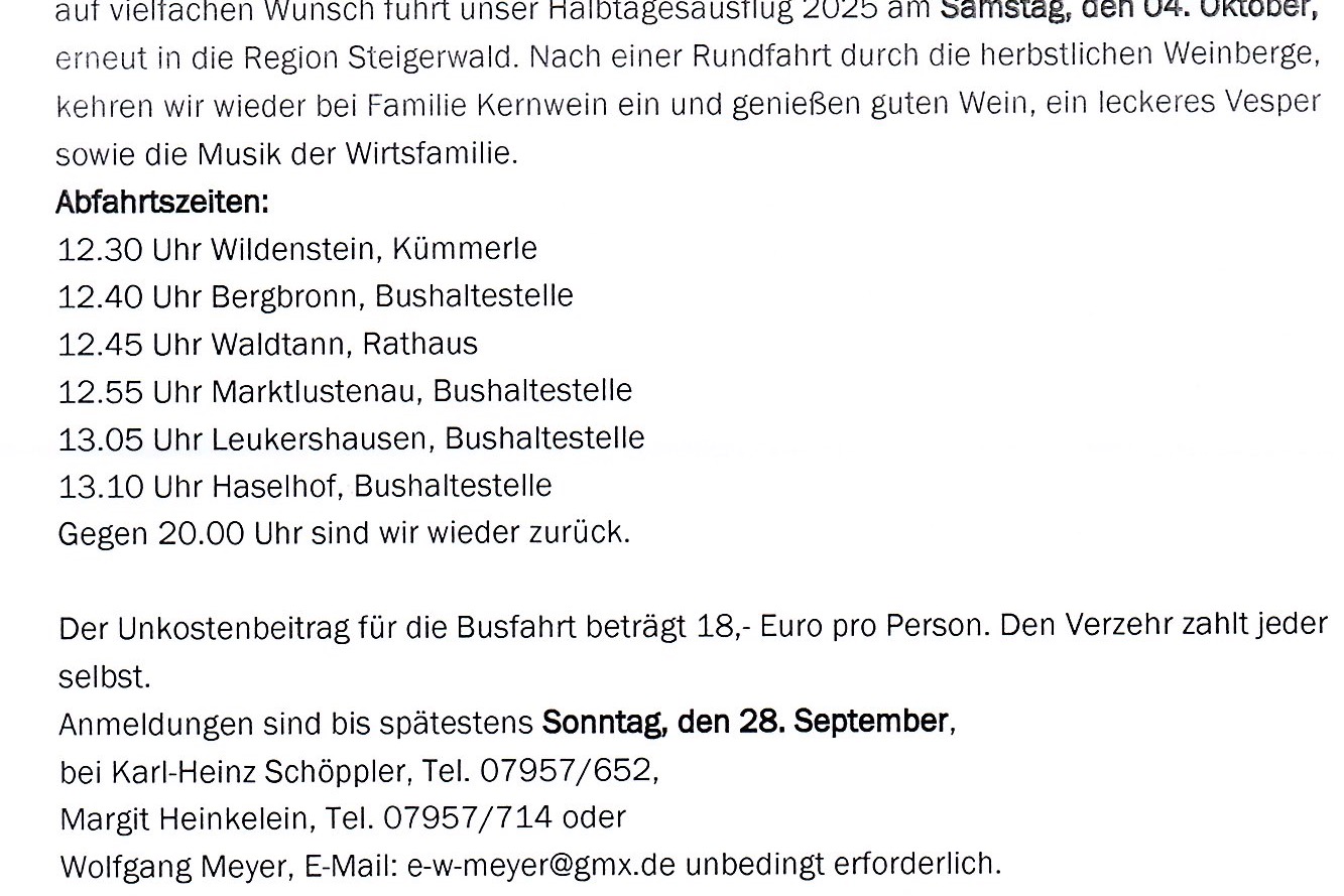 Infos Ausflug Infos Ausflug