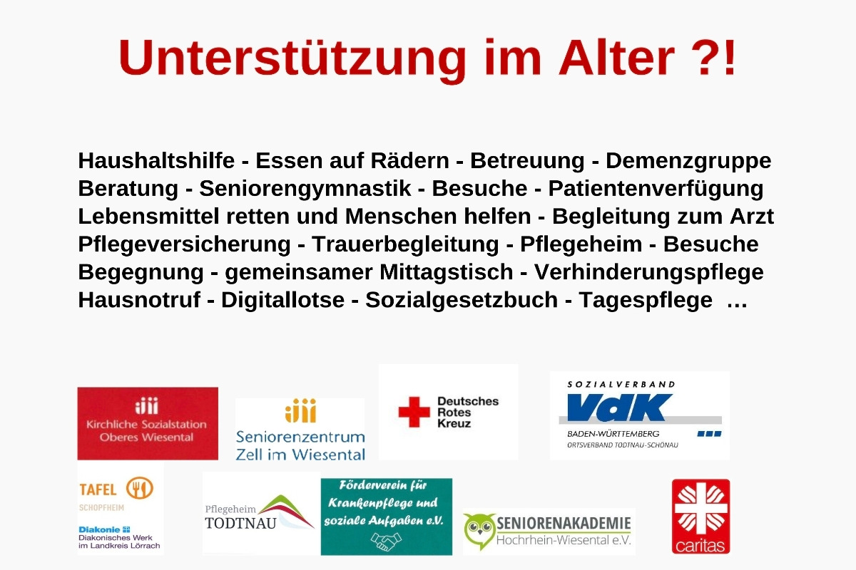 Plakatmotiv Seniorentag - Text und ein Teil der 13 Logos der Teilnehmenden