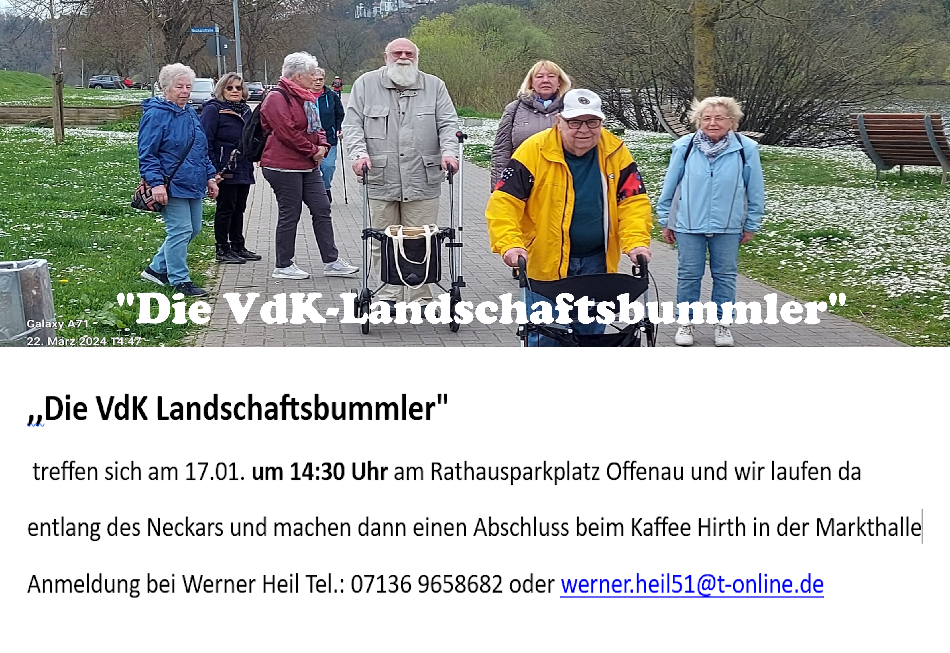 Symbolbild der VdK Landschaftsbummler zeigt mehre Personen bei laufen auch mit Rollatoren