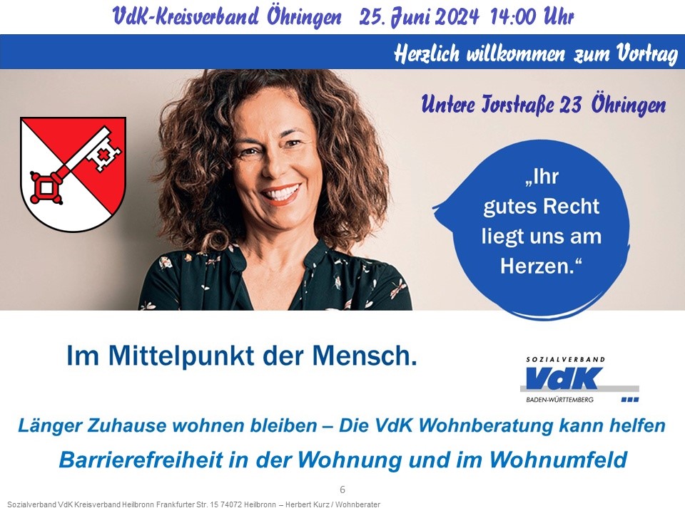 Einladung zum Vortrag "Wohnraumberatung" am 25.06.2024