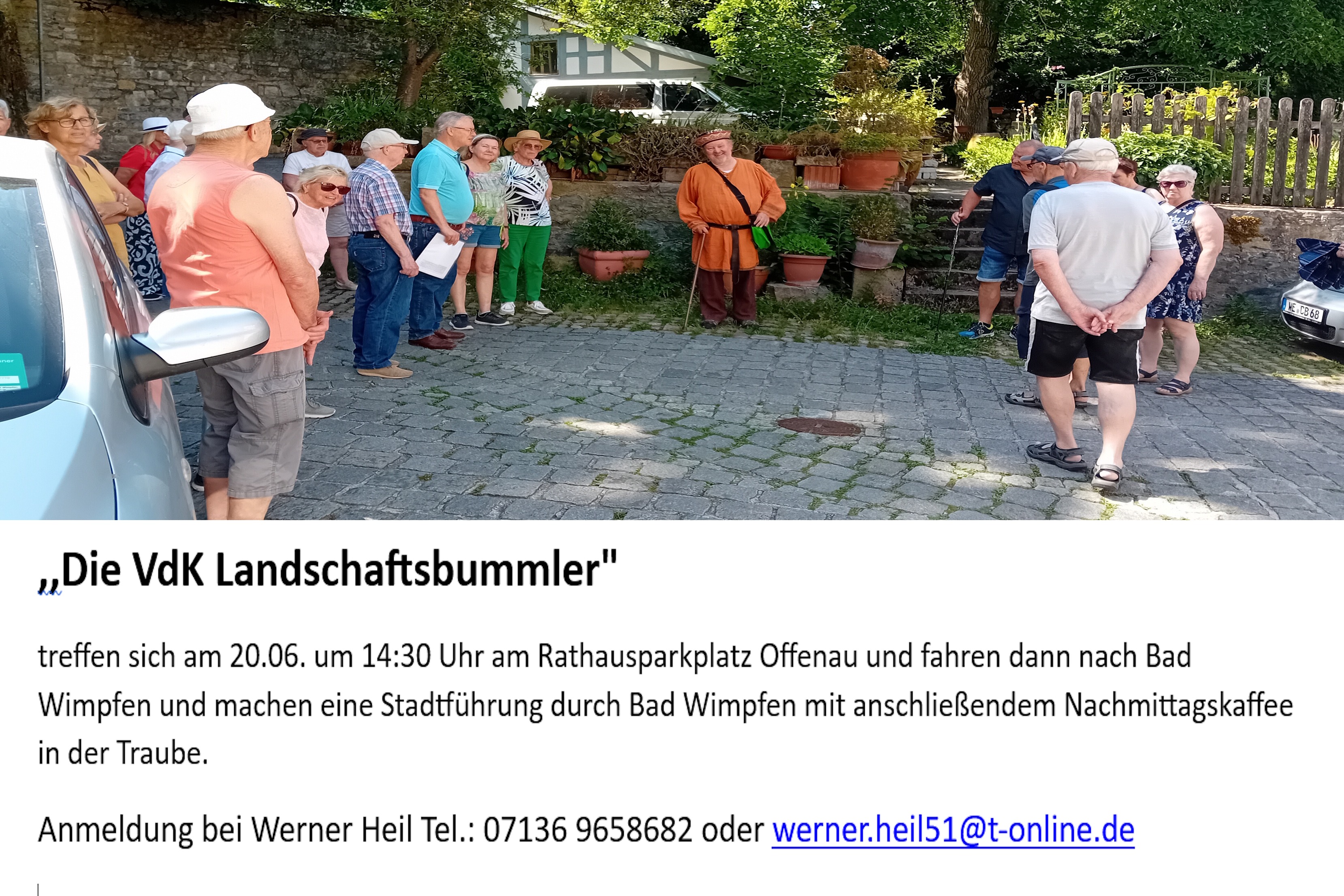 "Die VdK Landschaftsbummler" Symbolbild der VdK Landschaftsbummler zeigt mehre Personen bei laufen auch mit Rollatoren