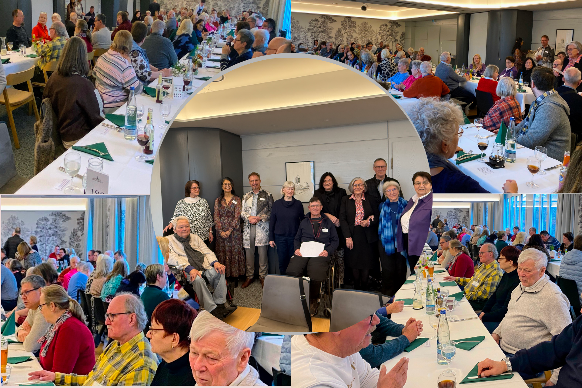 Die Collage zeigt die geehrten Mitglieder und gibt einen &Uuml;berblick &uuml;ber alle G&auml;ste der Veranstaltung