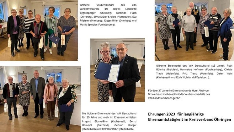Ehrungen für langjährige Tätigkeit im Ehrenamt