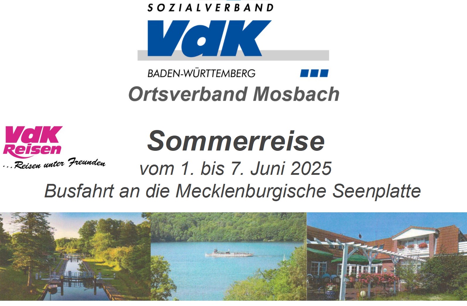 Sommerreise 2025 an die Mecklenburgische Seenplatte