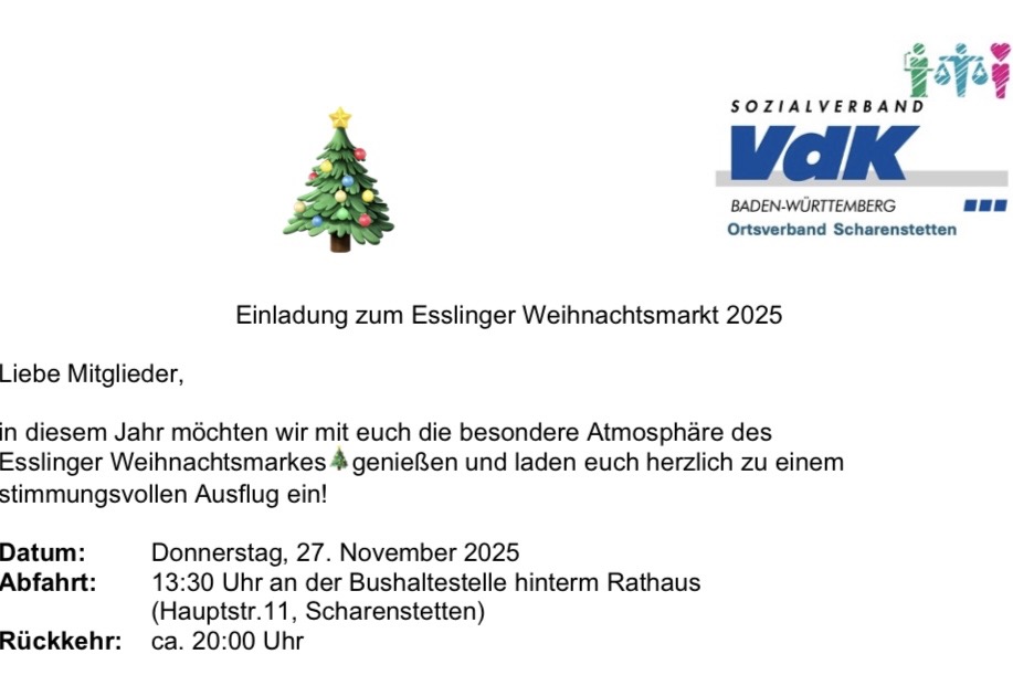 Einladung zum Esslinger Weihnachtsmarkt Einladung zum Esslinger Weihnachtsmarkt