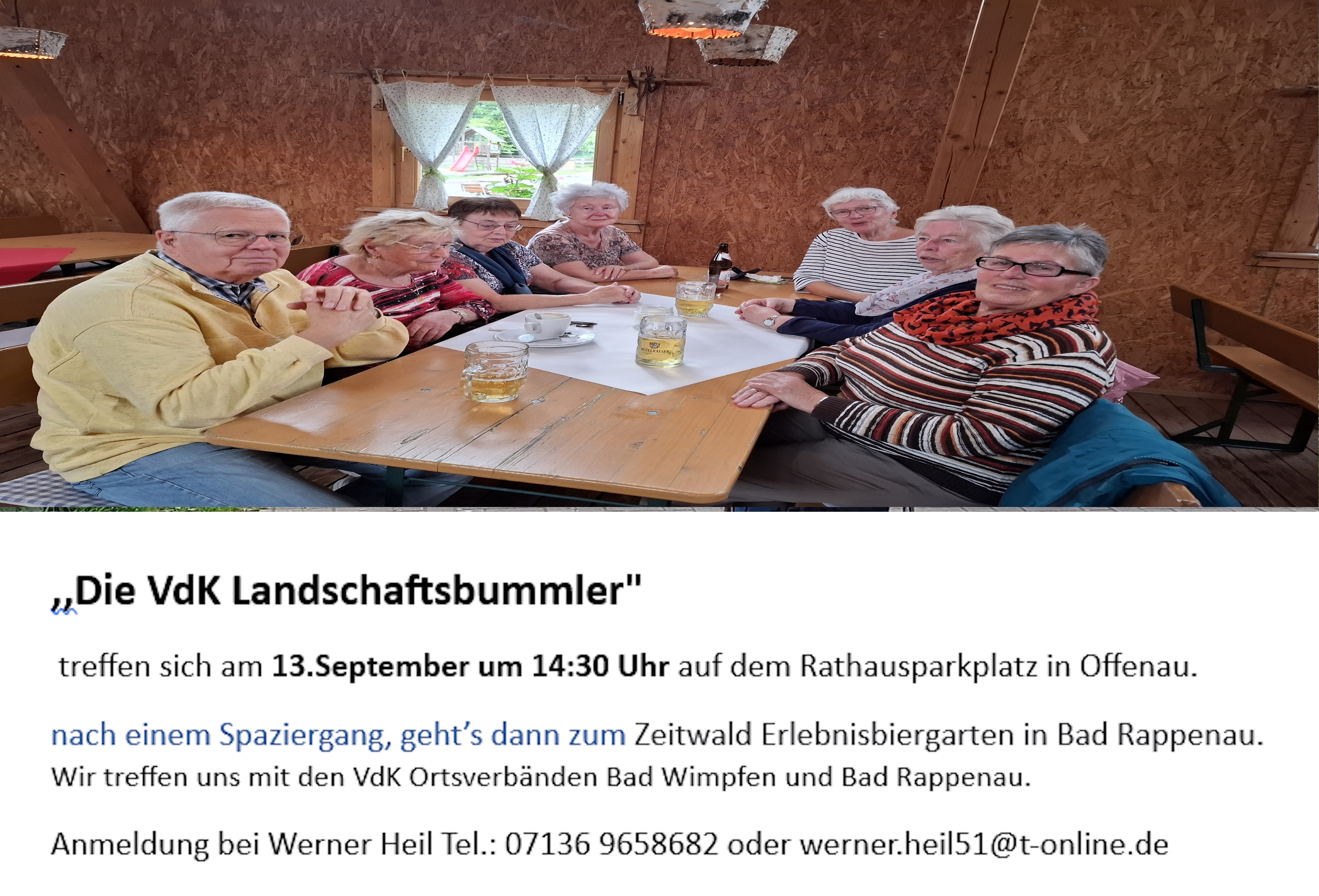 Symbolbild der VdK Landschaftsbummler zeigt mehre Personen bei laufen auch mit Rollatoren