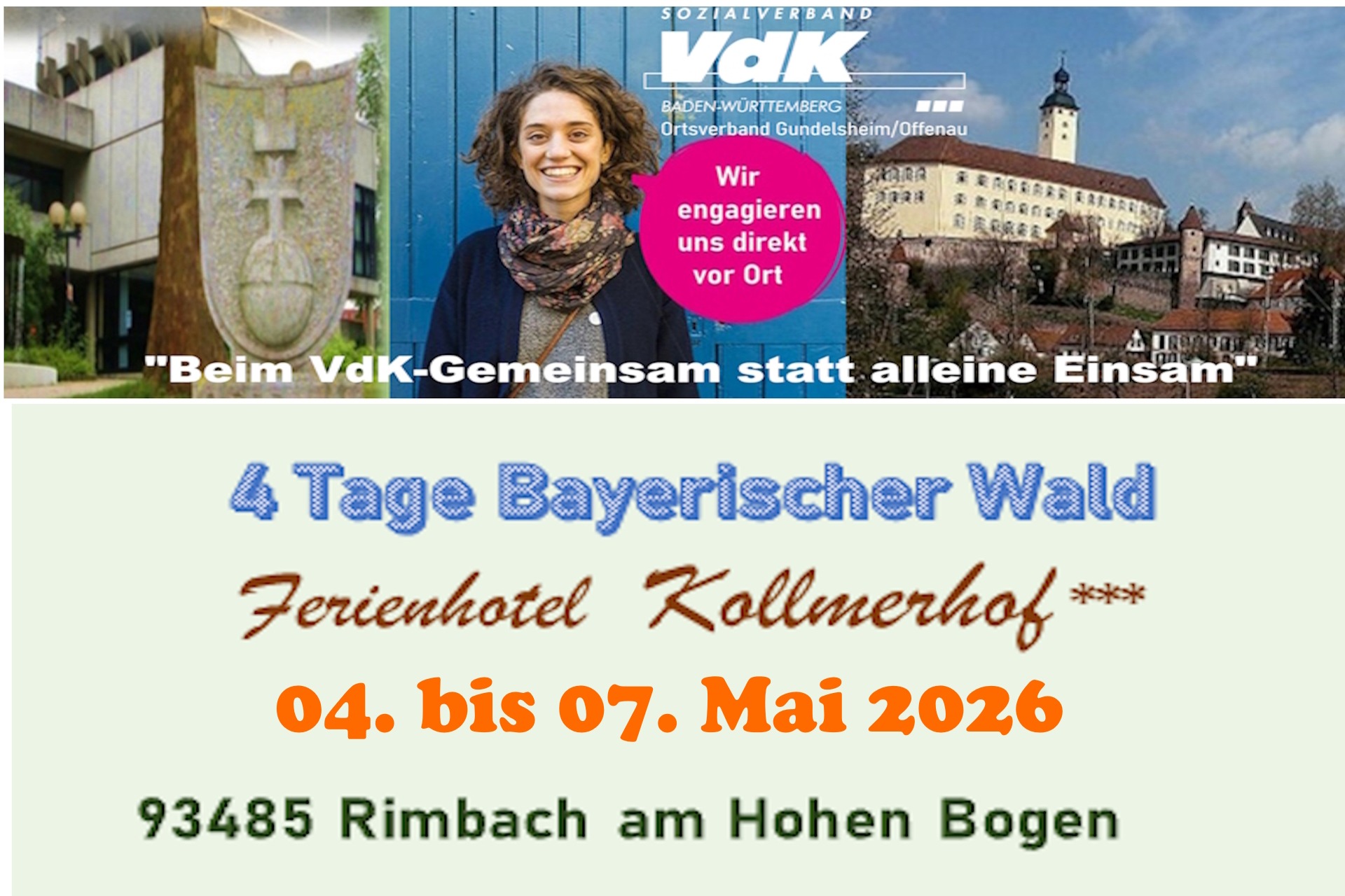 Bild zeig das Programm der 4 Tagesfahr in den Bayerische Wald