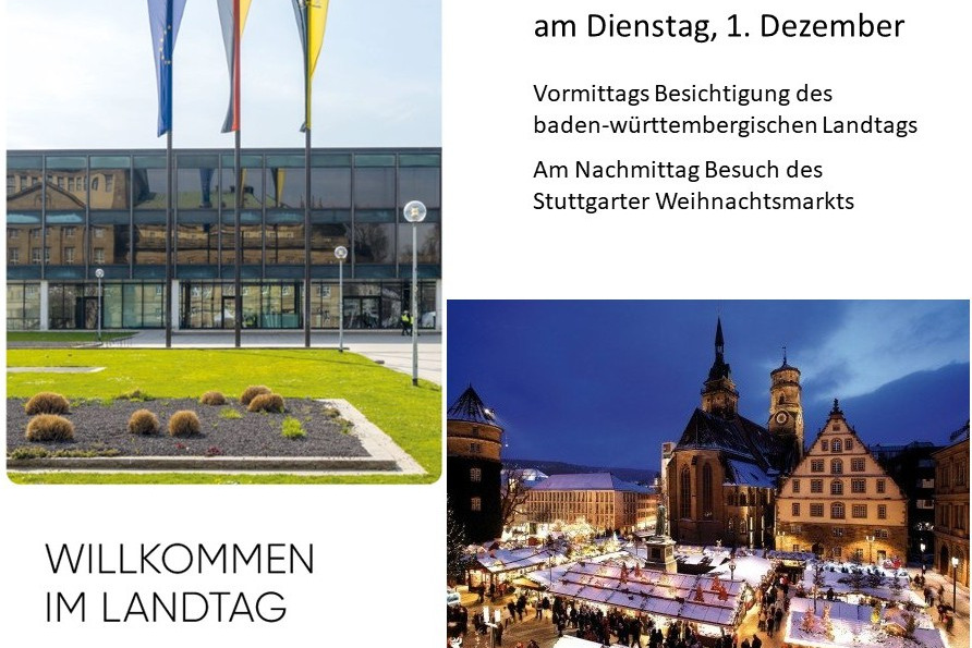 Der VdK besucht den bw. Landtag, anschlie&szlig;end Besuch des Weihnachtsmarkts