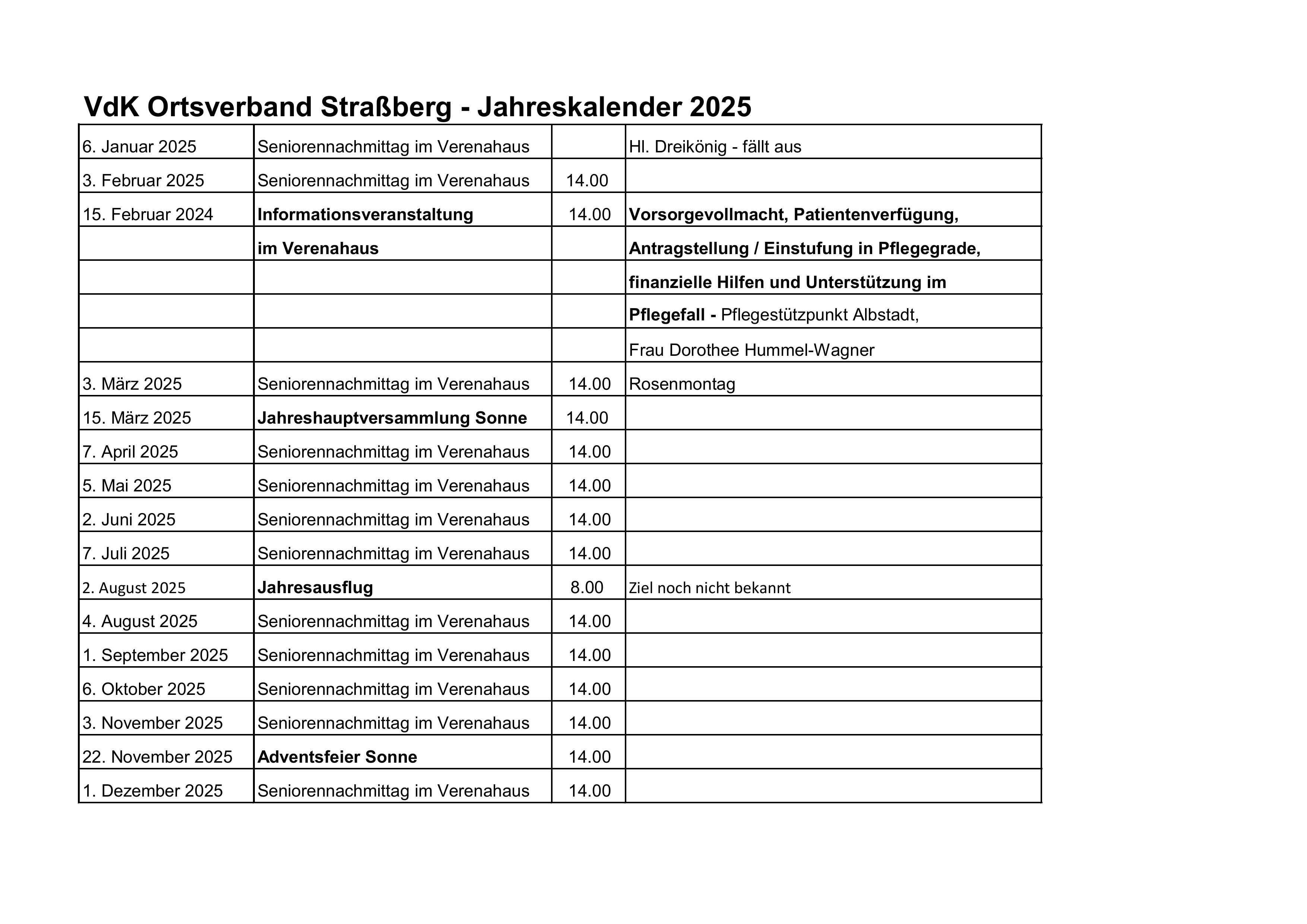 Jahresprogramm 2025