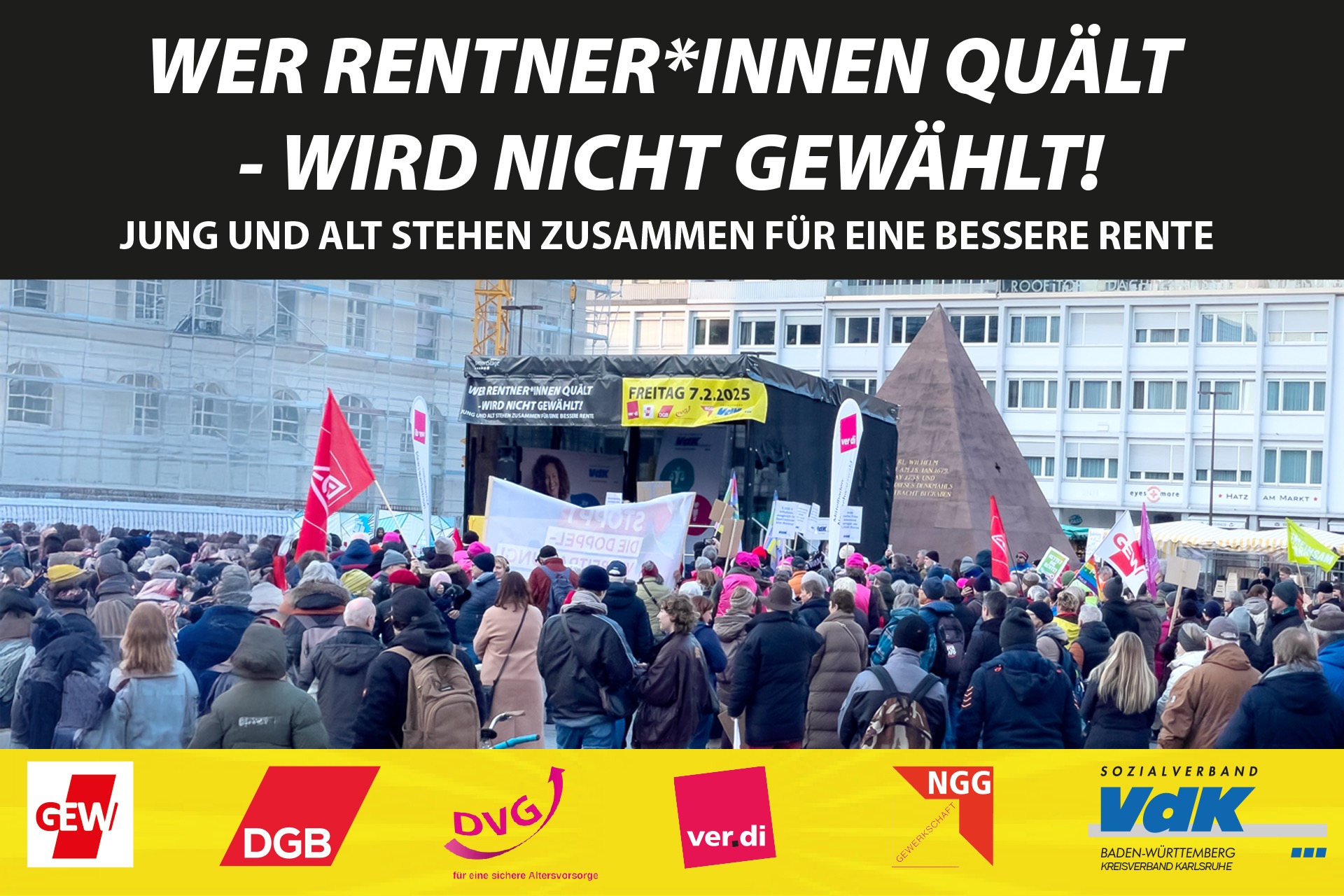 Rentendemo am Marktplatz in Karlsruhe Rentendemo Kreisverband Karlsruhe