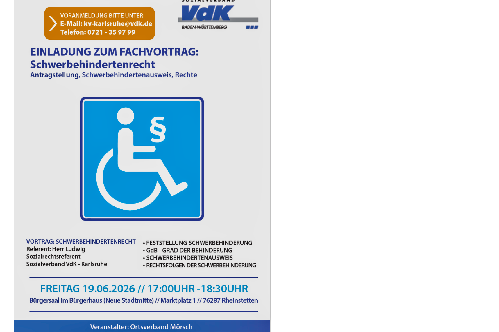 Einladung zum Fachvortrag Schwerbehindertenrecht