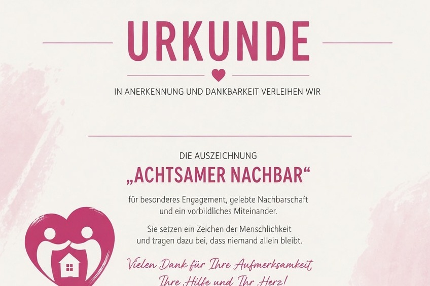 Achtsamer Nachbar Bitte vorschlagen