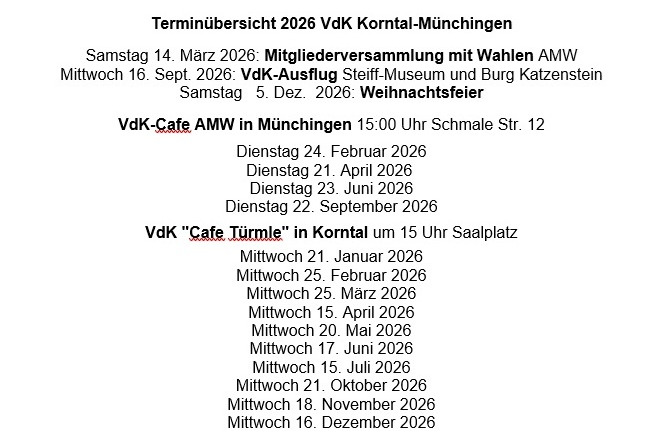 VdK Termine 2026