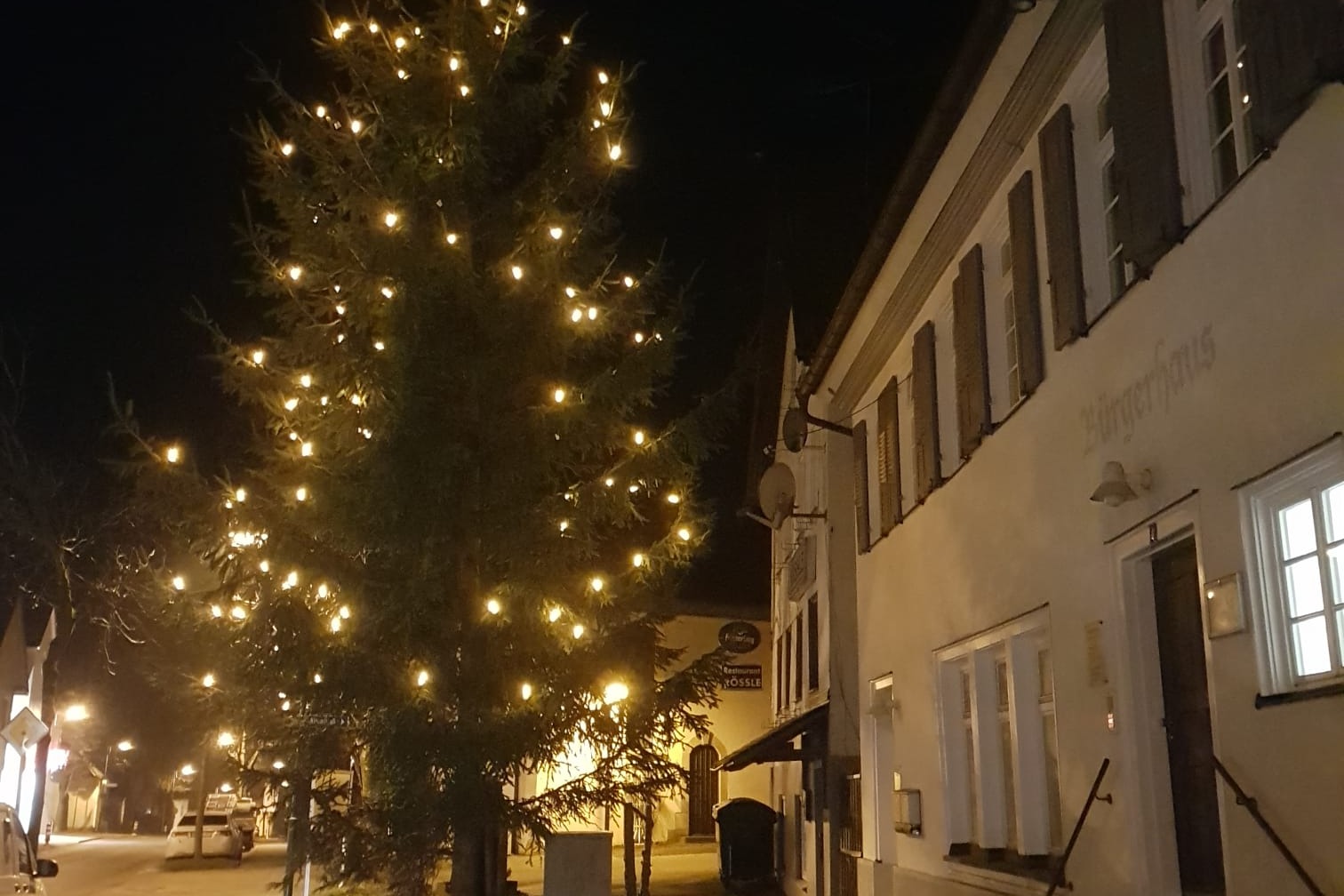 Christbaum beim Bürgerhaus Foto des Christbaums beim Bürgerhaus