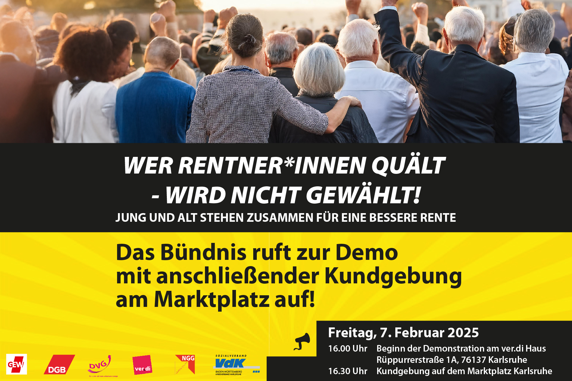 Renten-Demo und Kundgebung in Karlsruhe