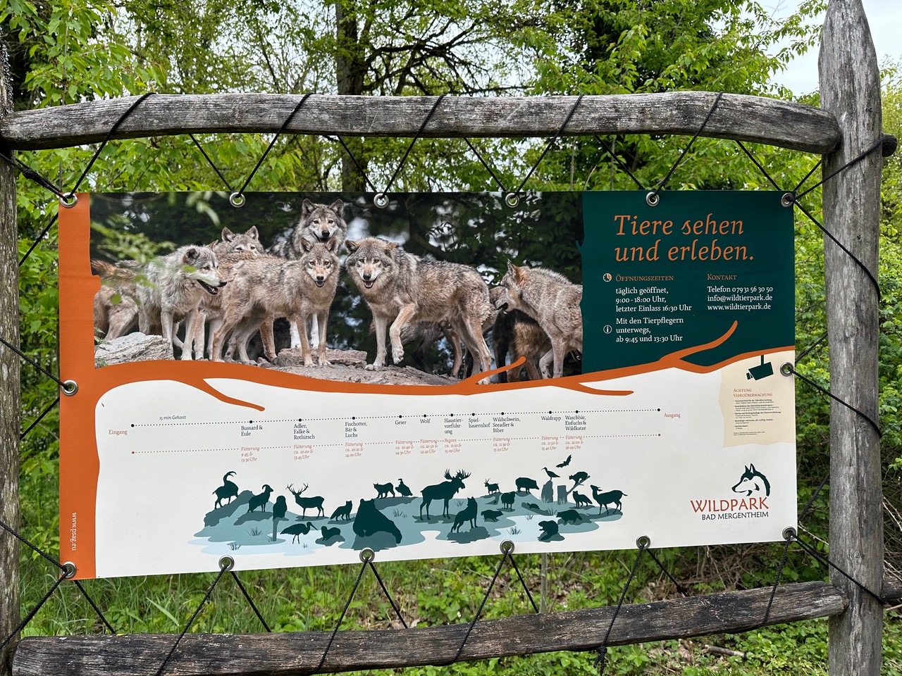 Tagesausflug 2024 Infotafel "Tiere sehen und erleben" im Wildtierpark in Bad Mergentheim