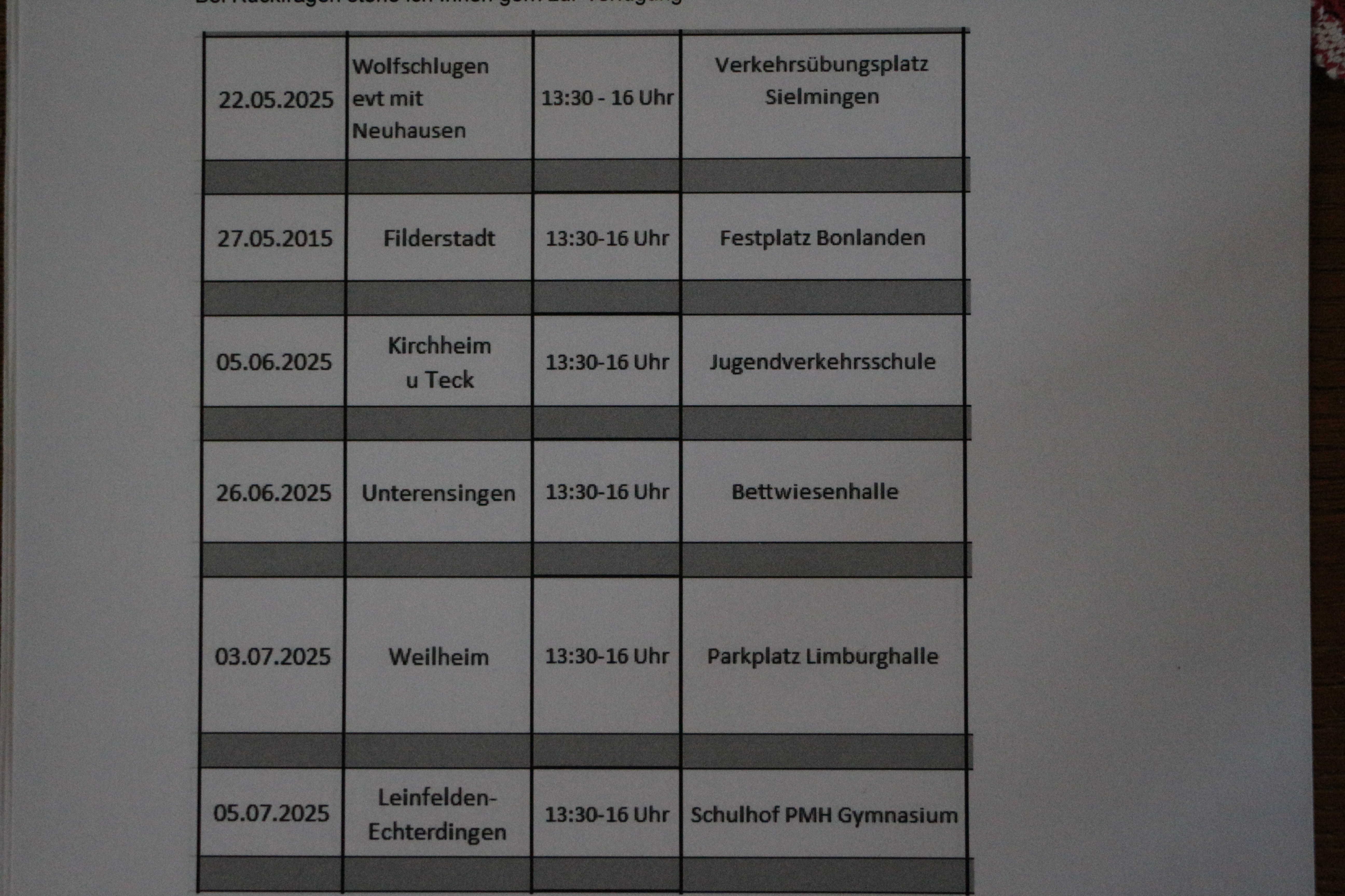 Die Termine und Veranstaltungsorte der Fahrsicherheitstrainings